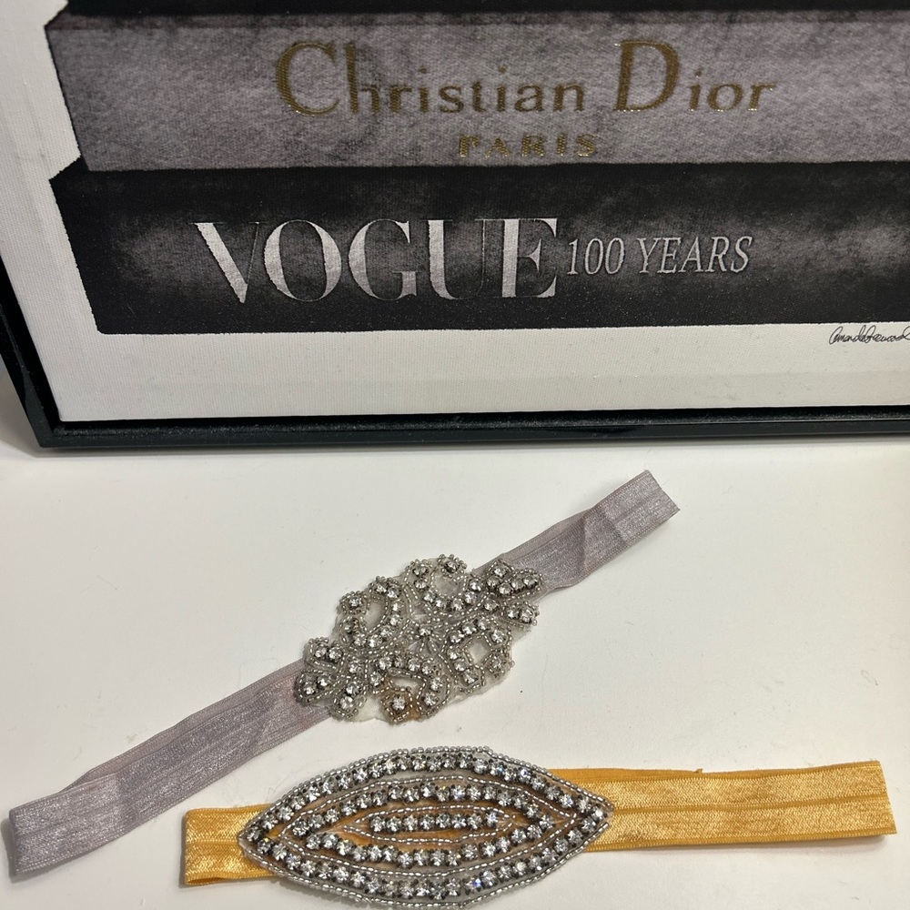 Gold and Silver Hand Beaded Crystal Headbands